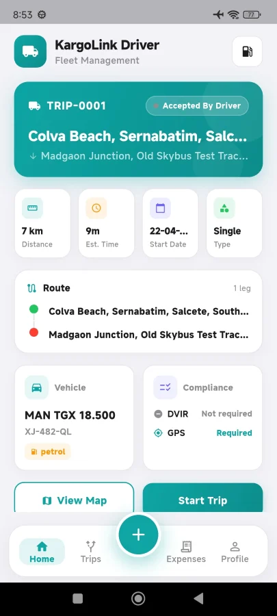 KargoLink public Flutter driver app home screenshot